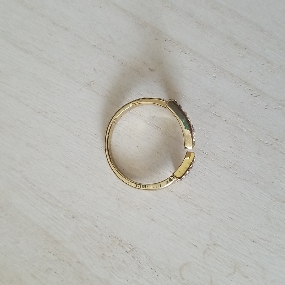 Gold Rhinestone Triangle Adjustable Ring - Picture 2 of 6